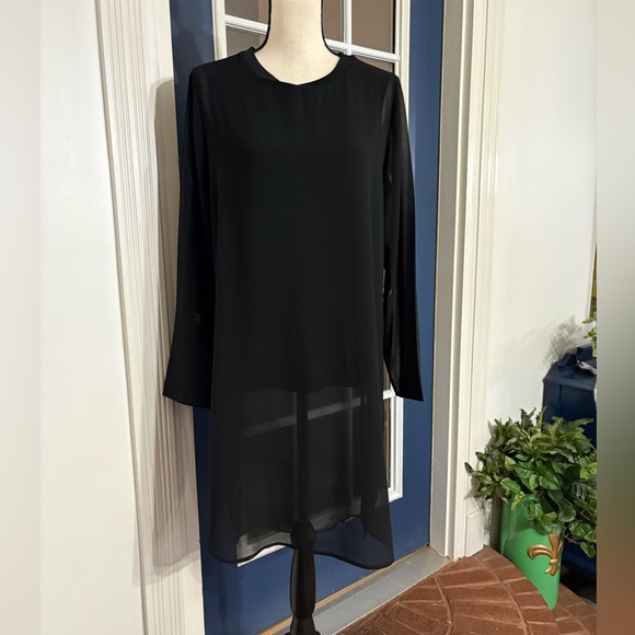 Alfani Dresses & Skirts - Alfani Black Sheer Lined Long Sleeve High Low Blouse Size 8